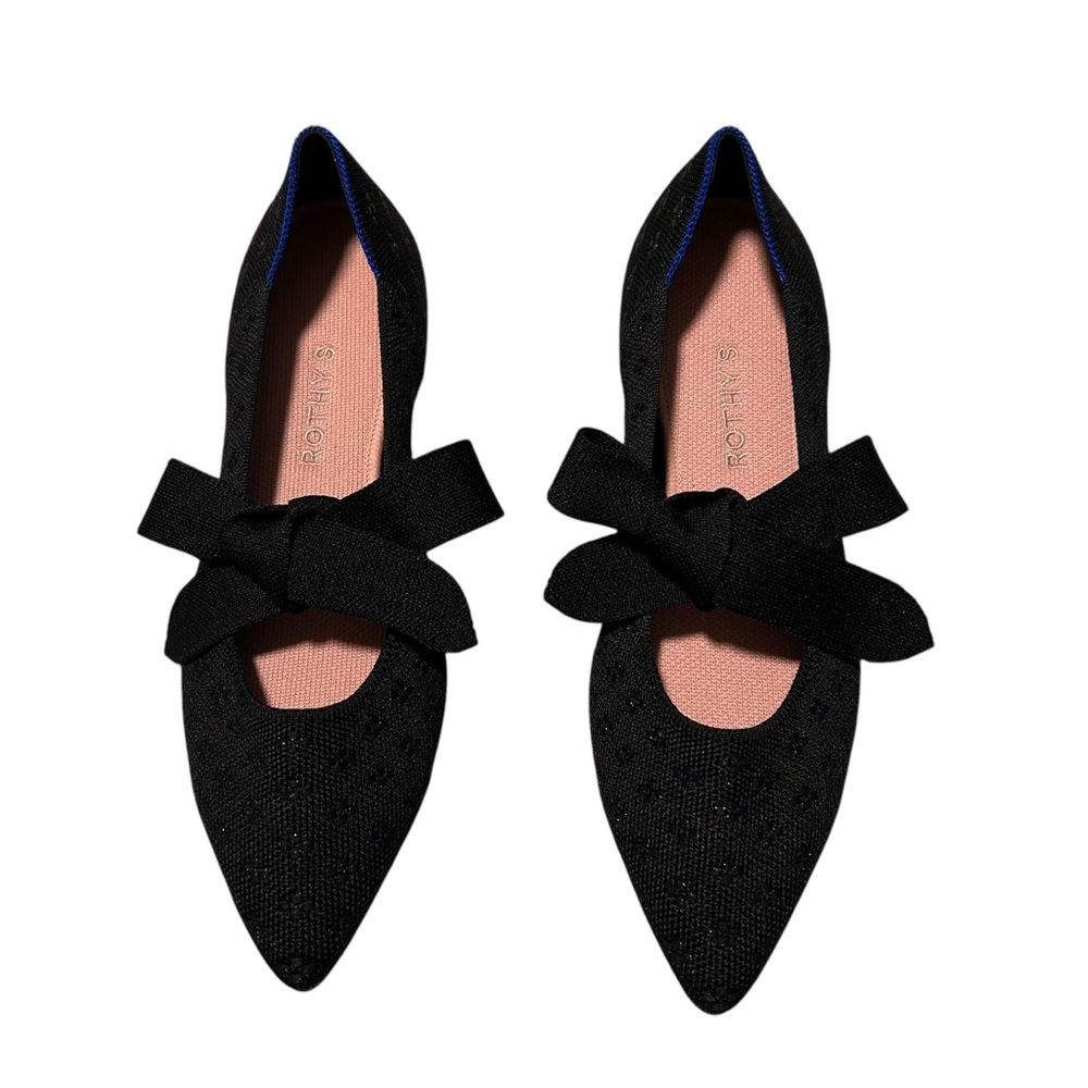 Rothy’s Mary Jane bowl Pointed Ballet Flats Black Shimmer Size 10